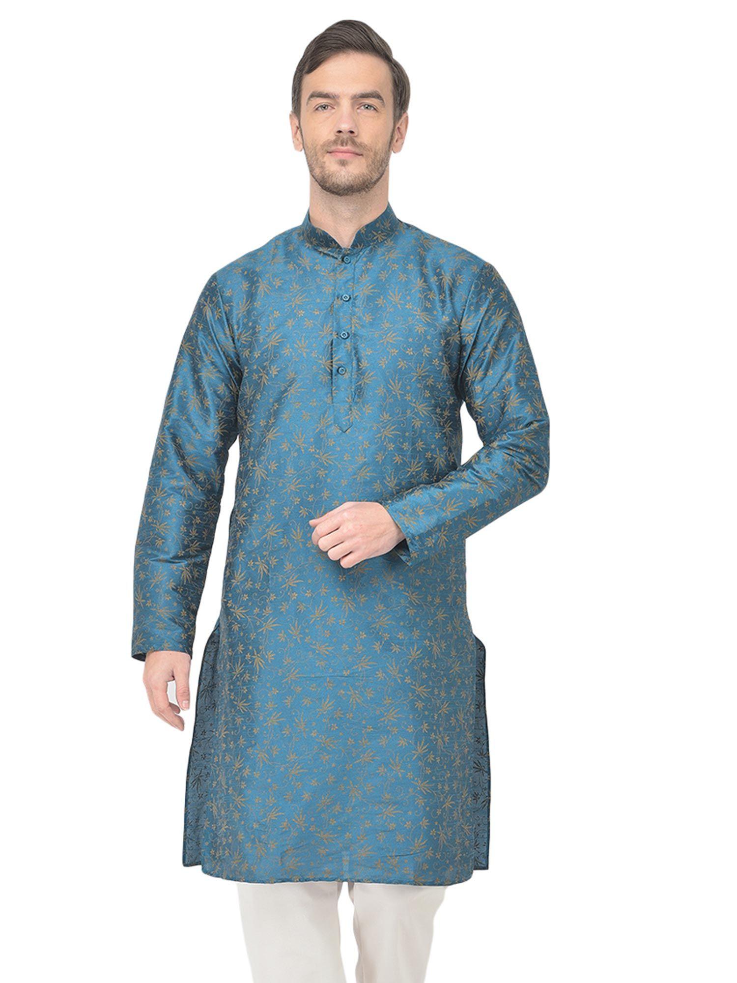 blue kurta for men