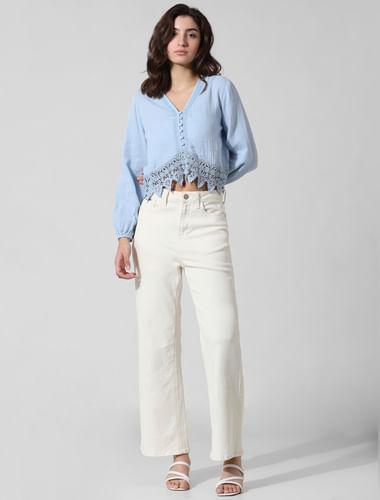 blue lace cotton top