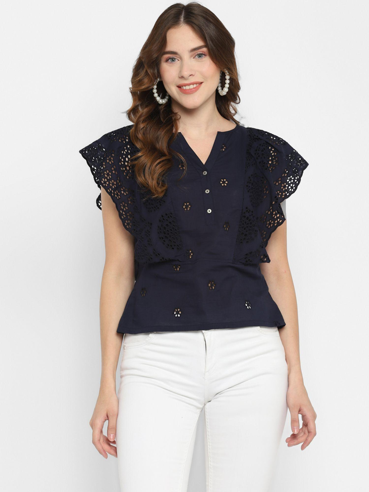 blue lace tale top