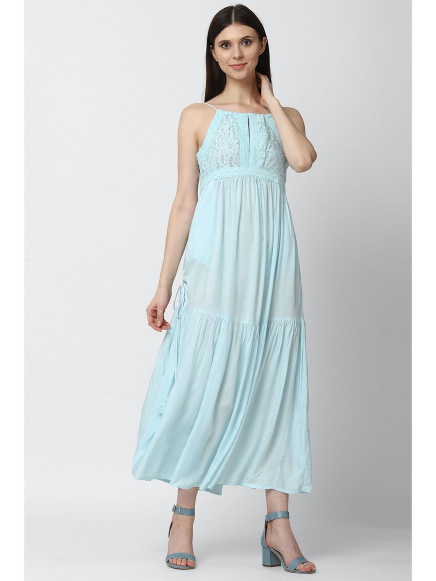 blue laced maxi dress