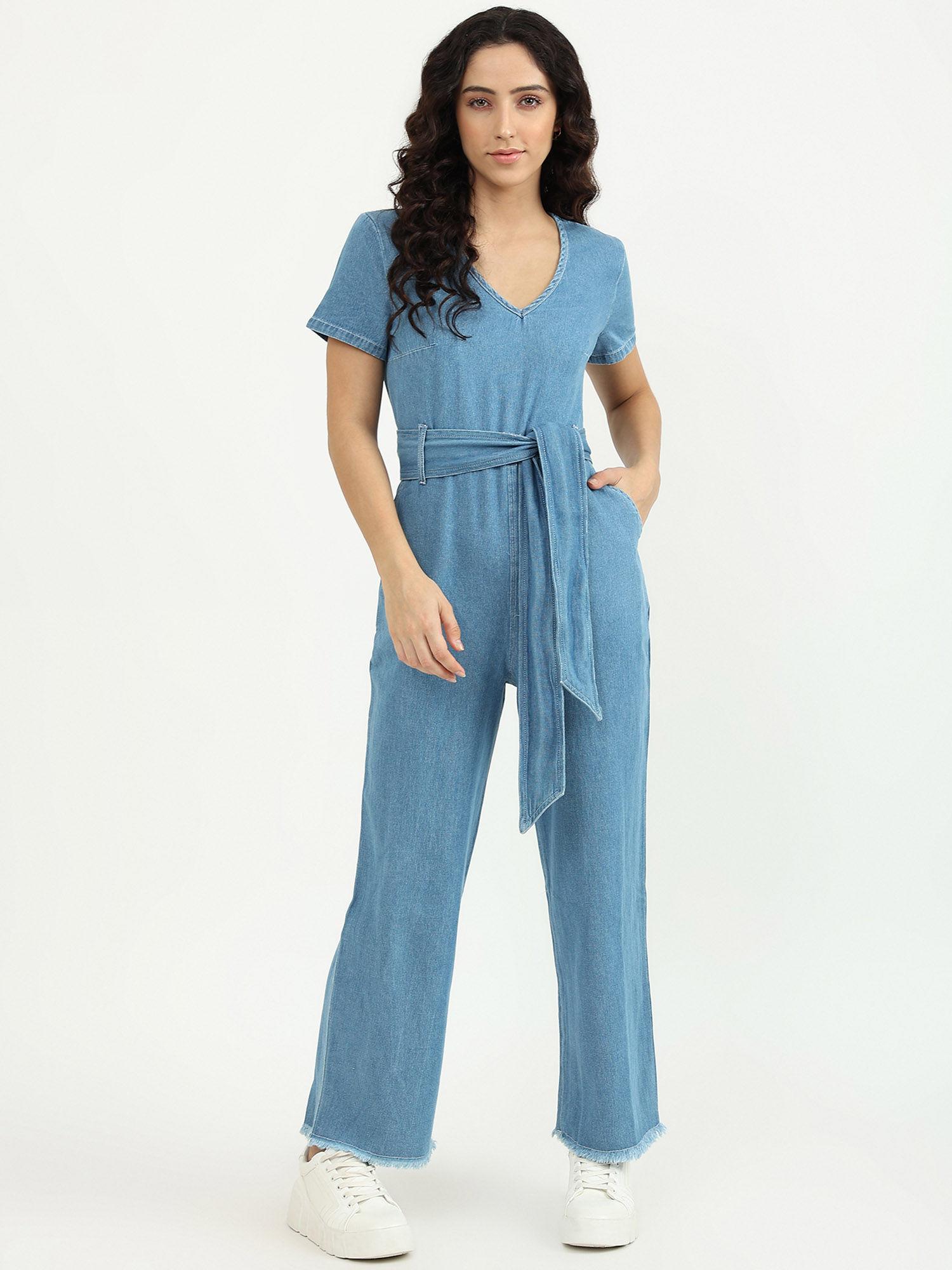 blue ladies denim jumpsuit