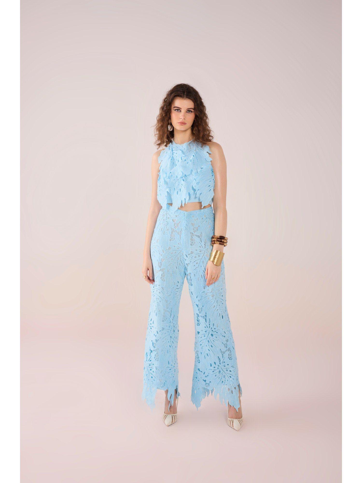 blue leaflet lace co-ord (set of 2)