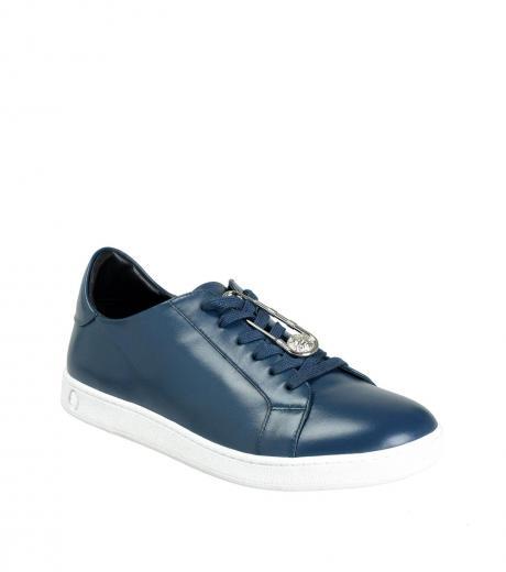 blue leather fashion sneakers