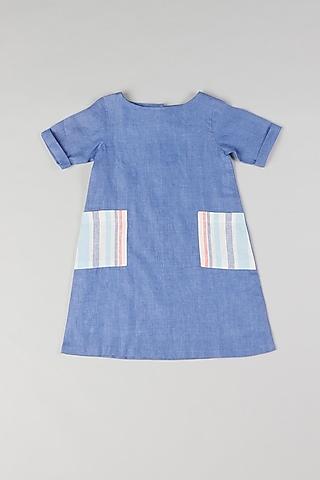 blue linen dress for girls