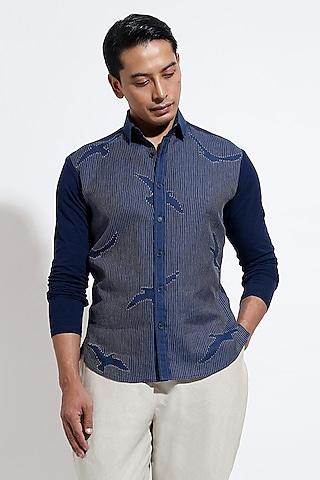 blue linen shirt