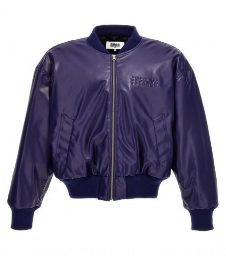 blue logo bomber jacket