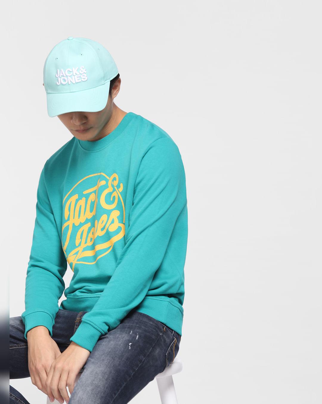 blue logo print sweatshirt