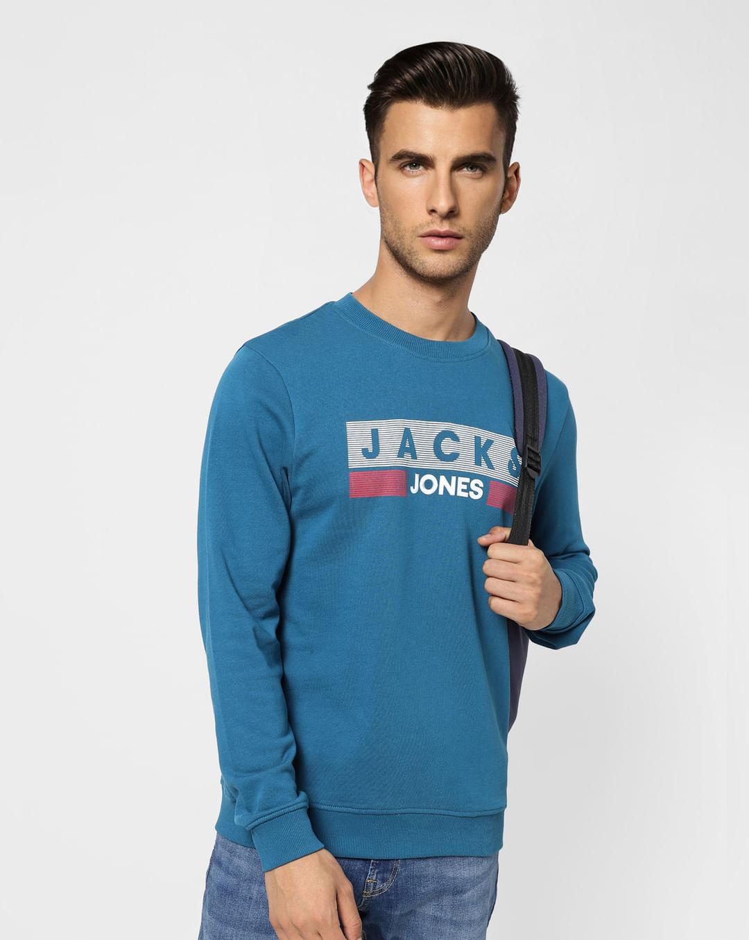 blue logo print sweatshirt