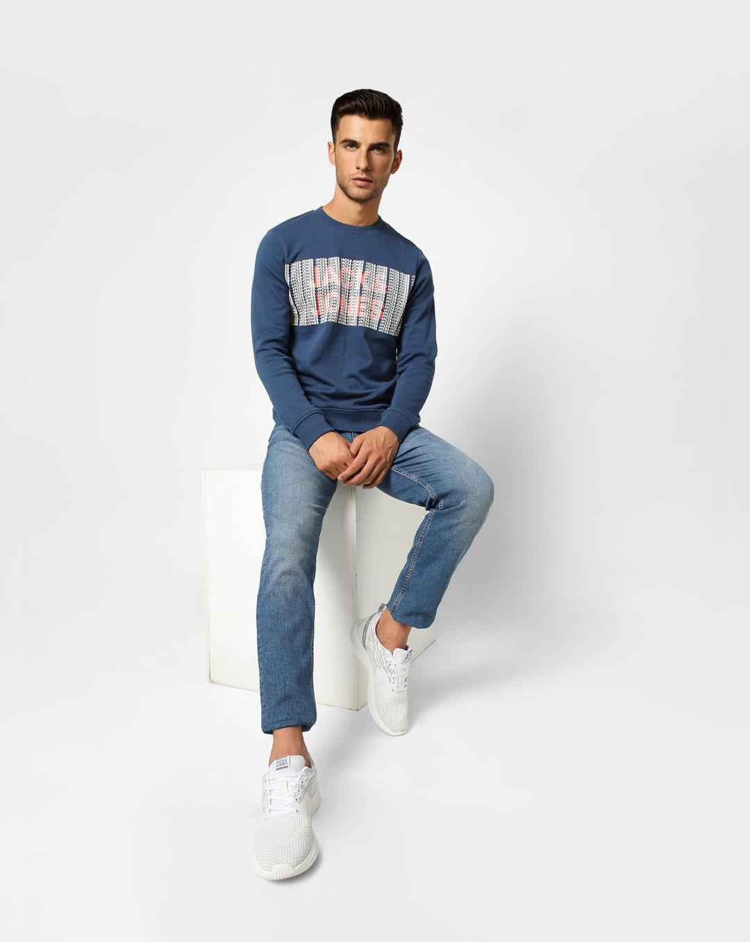 blue logo print sweatshirt