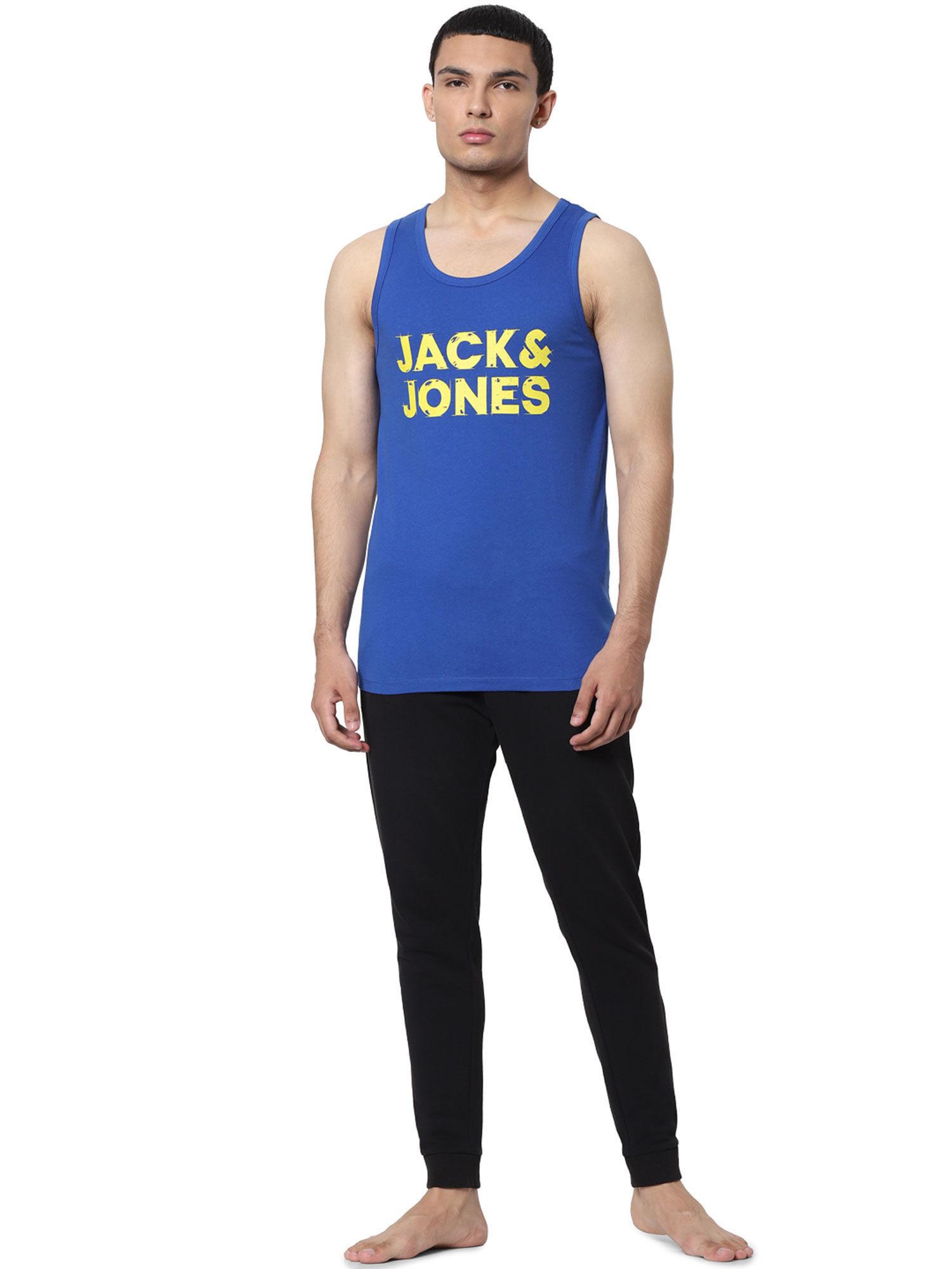 blue logo print vest