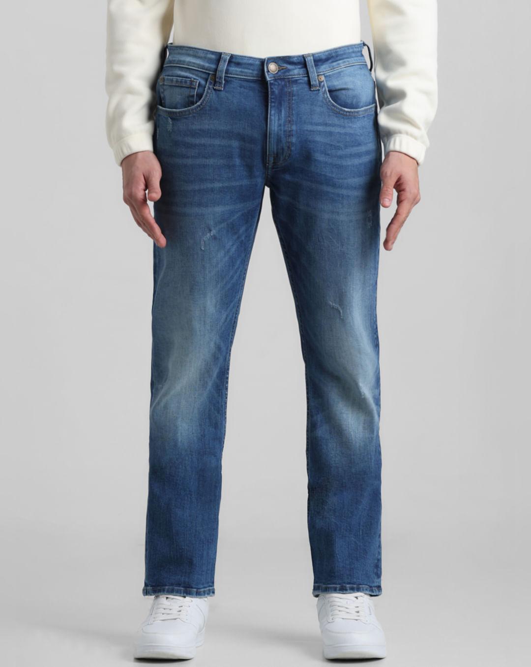 blue low rise clark regular fit jeans