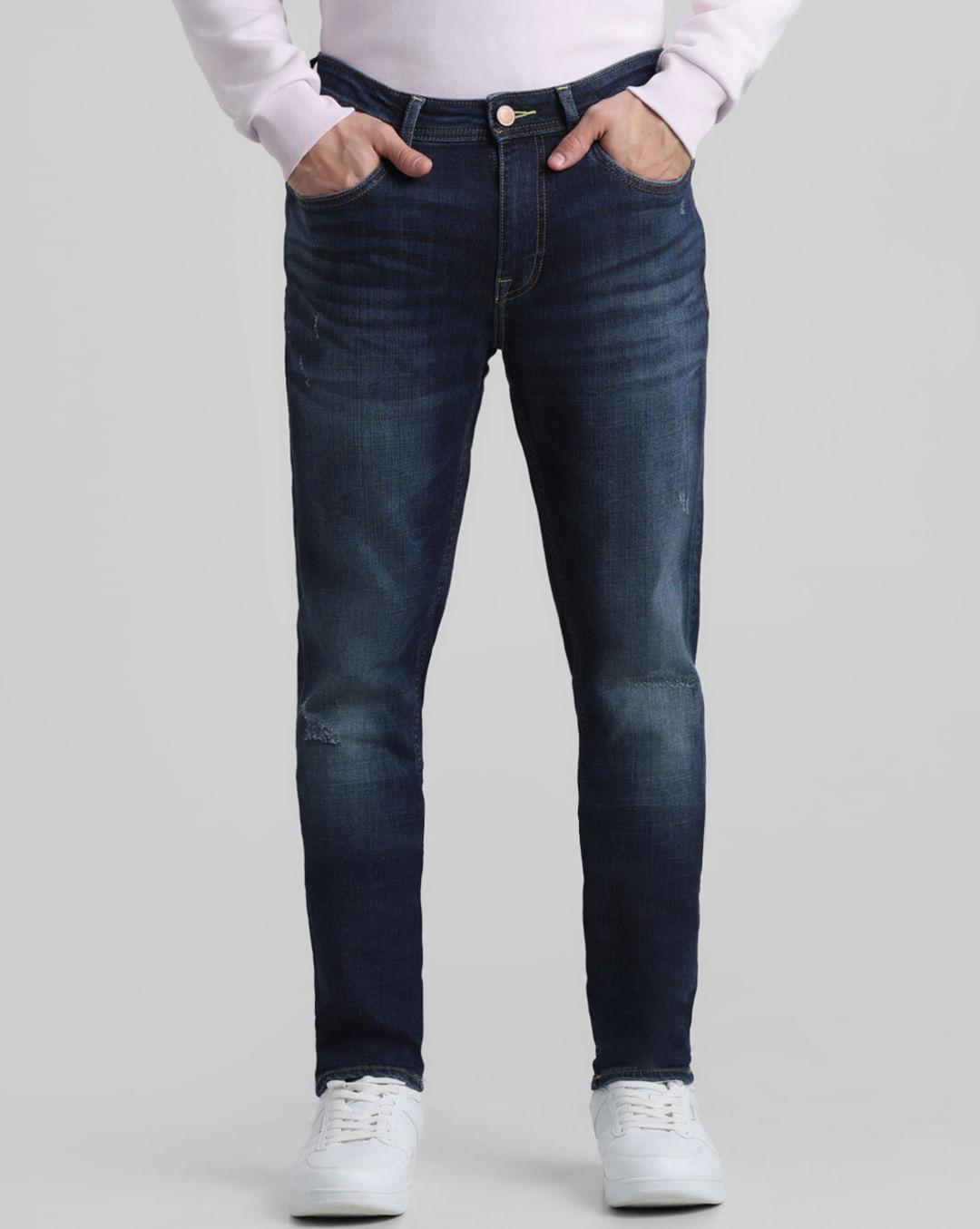 blue low rise distressed liam skinny jeans