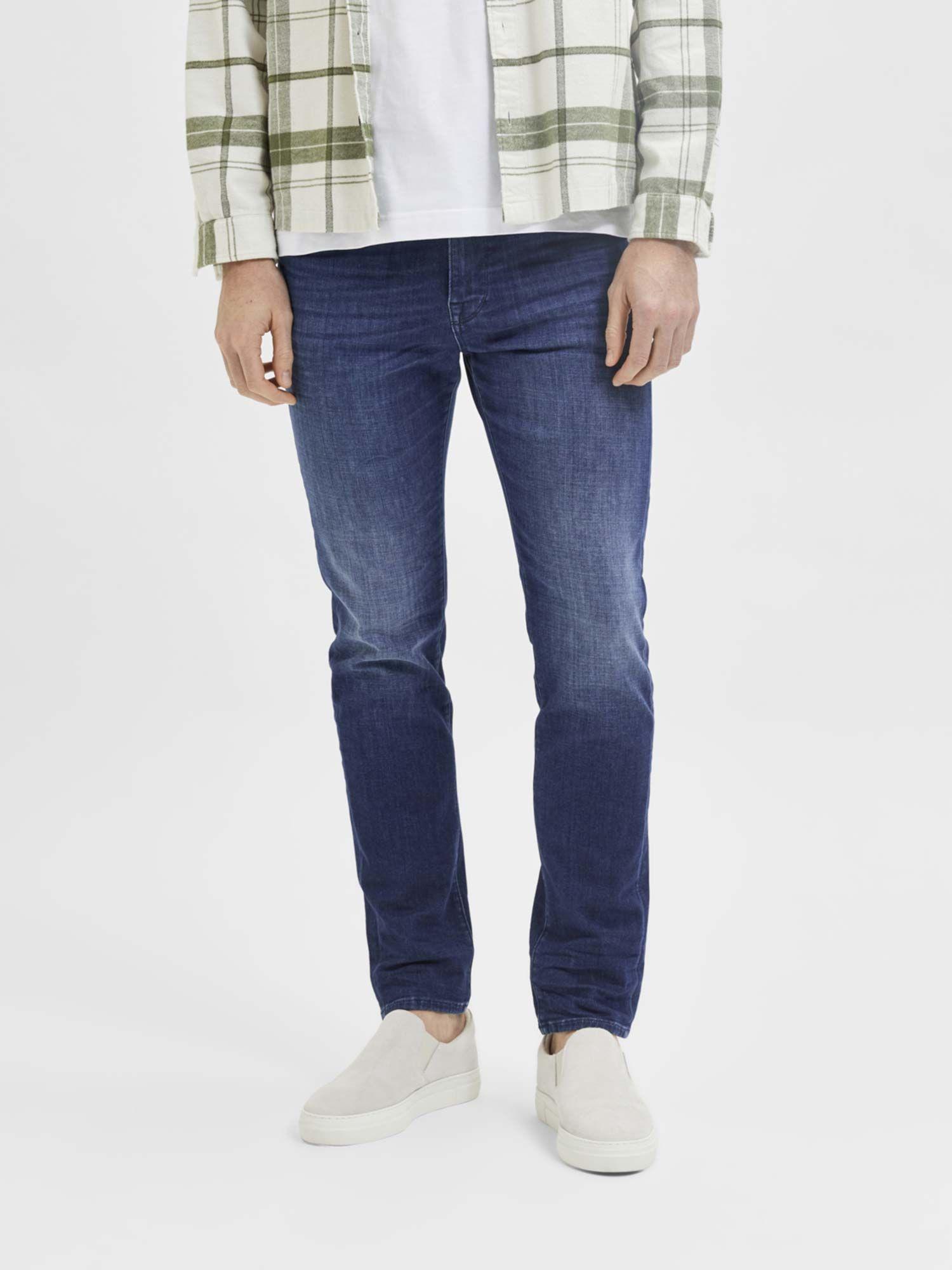 blue low rise leon slim fit jeans