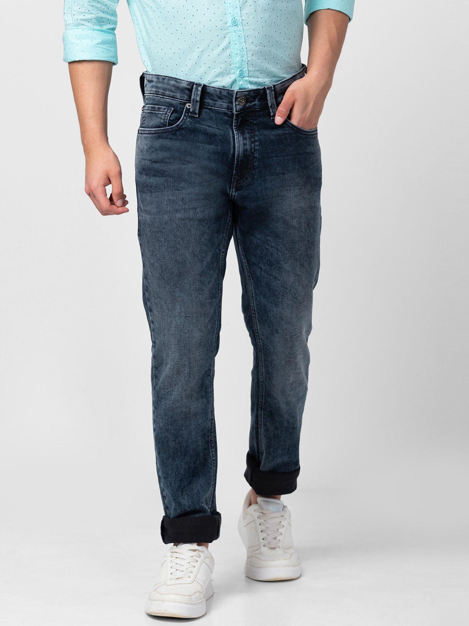 blue low rise slim fit jeans for men