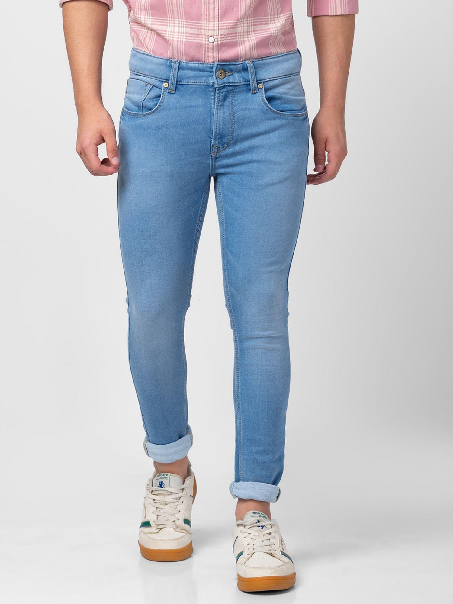 blue low rise super slim fit jeans for men