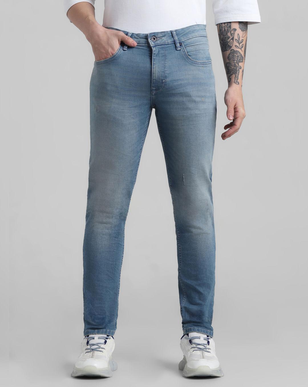 blue low rise washed ben skinny jeans