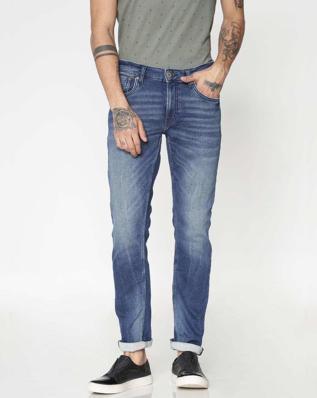 blue low rise washed ben skinny jeans