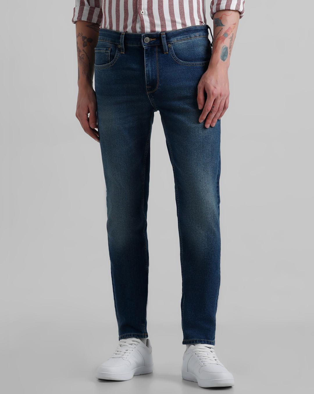 blue low rise washed glenn slim jeans