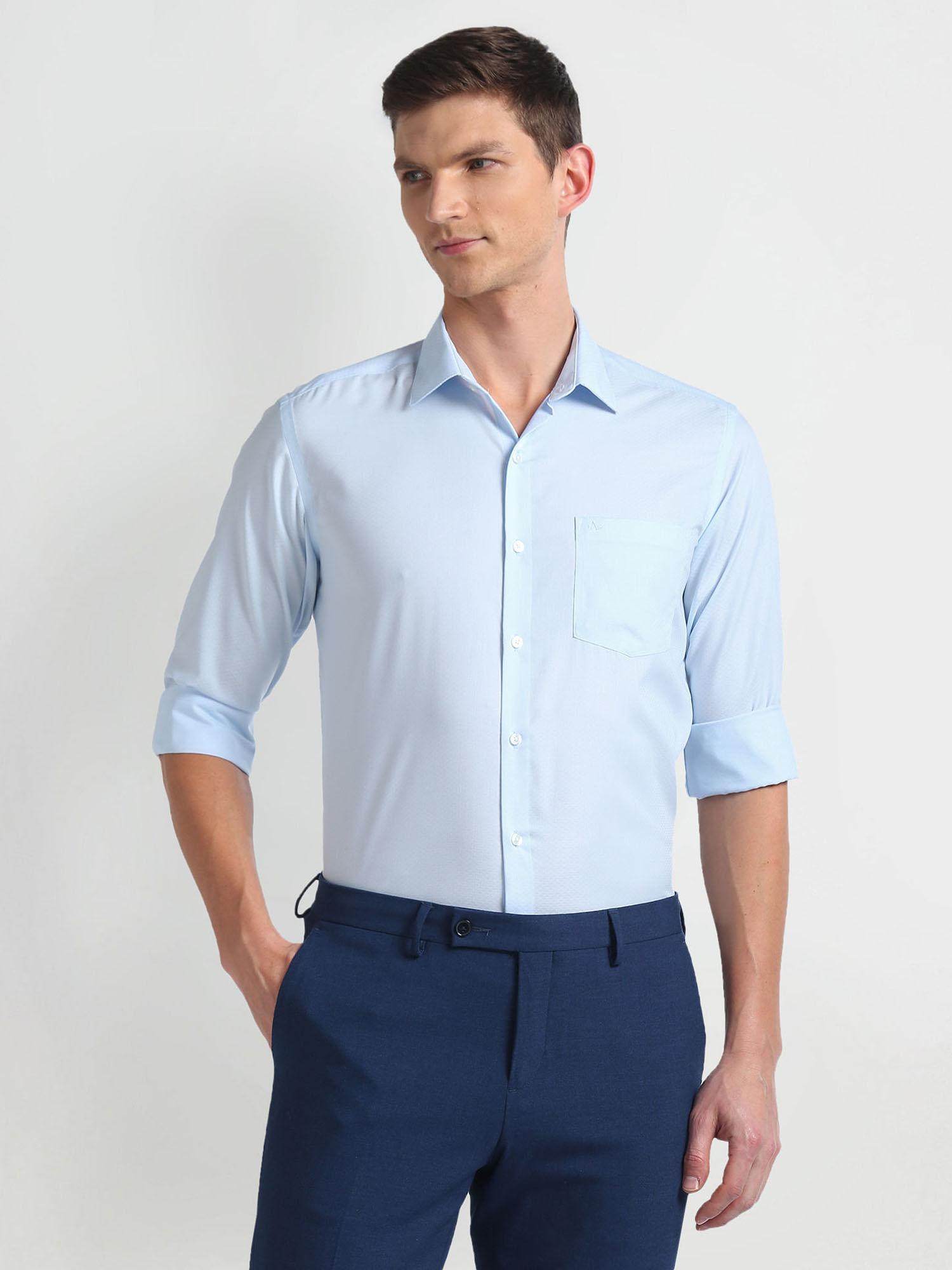 blue manhattan slim fit auto press formal shirt