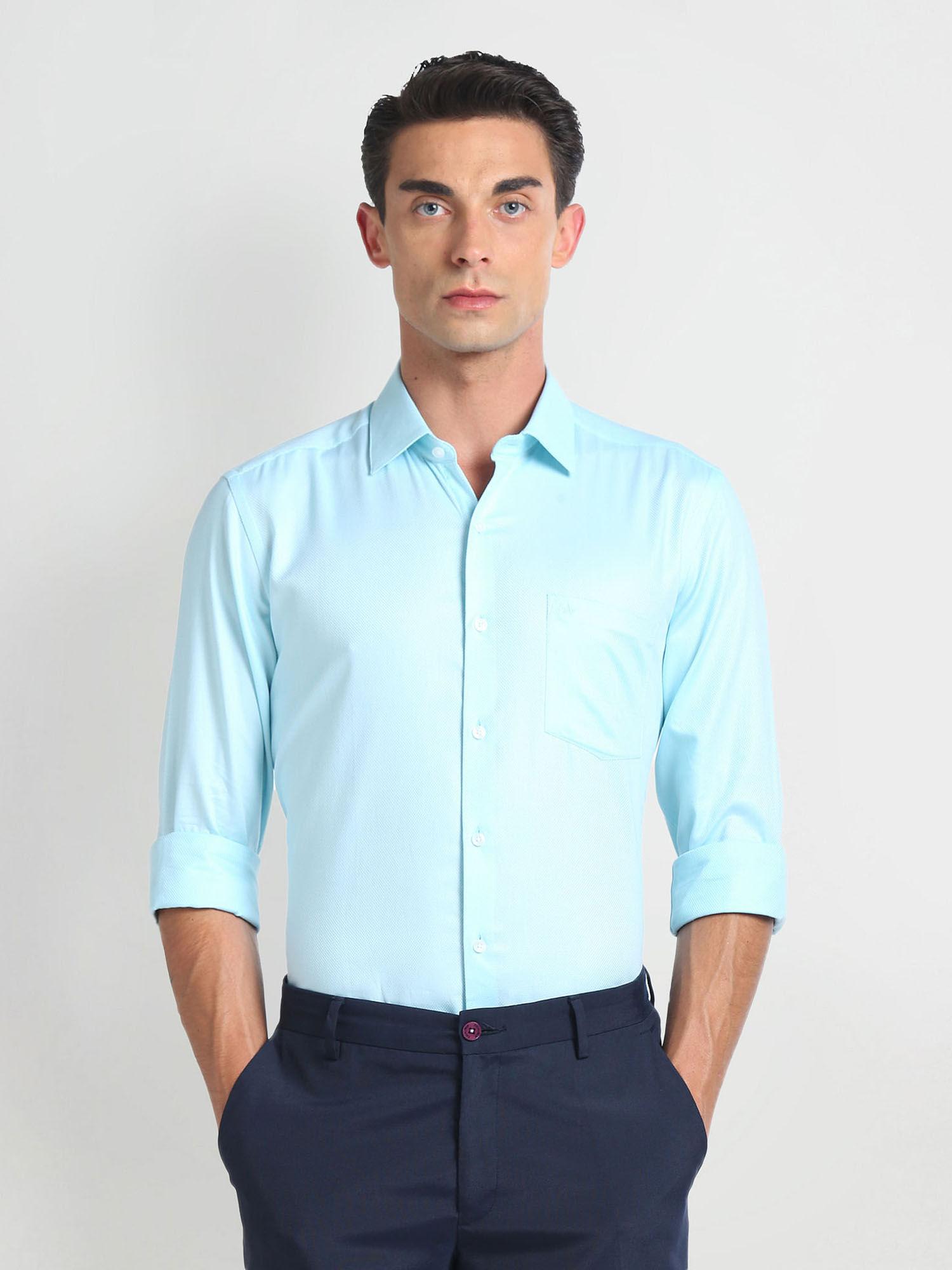 blue manhattan slim fit dobby formal shirt