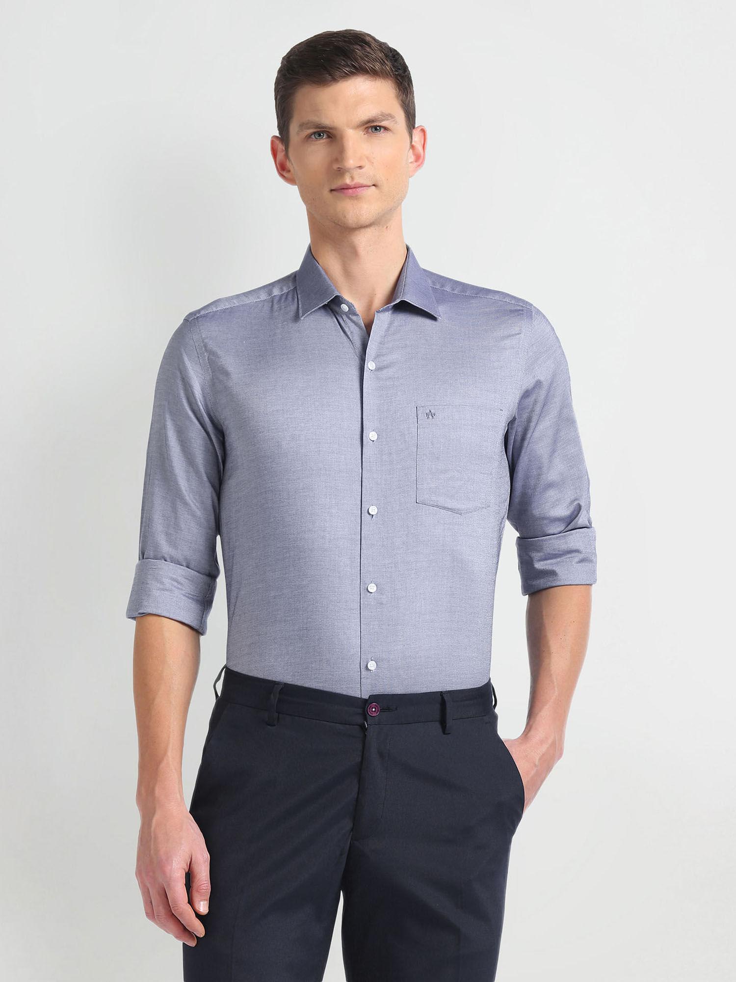blue manhattan slim fit dobby formal shirt