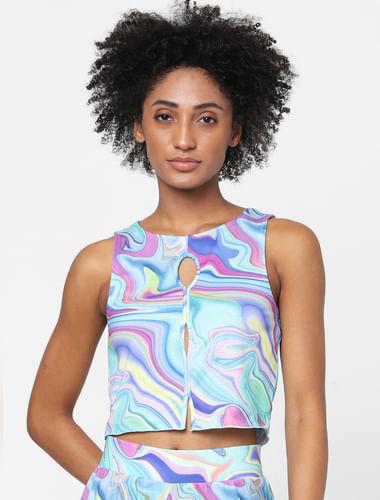 blue marble print co-ord top