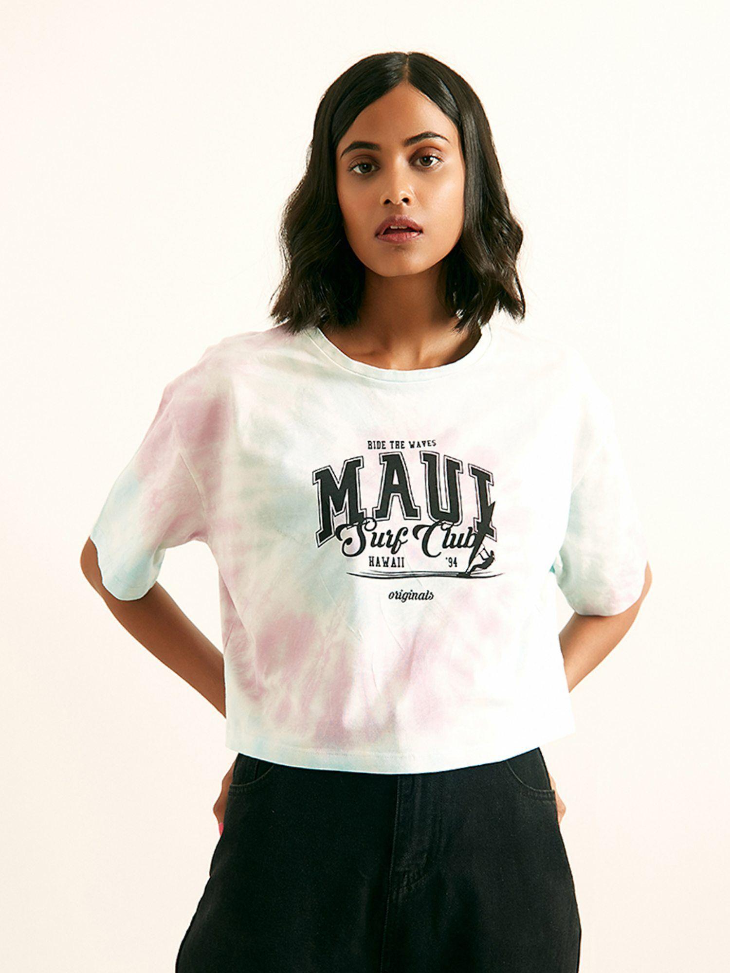 blue maui crop tee