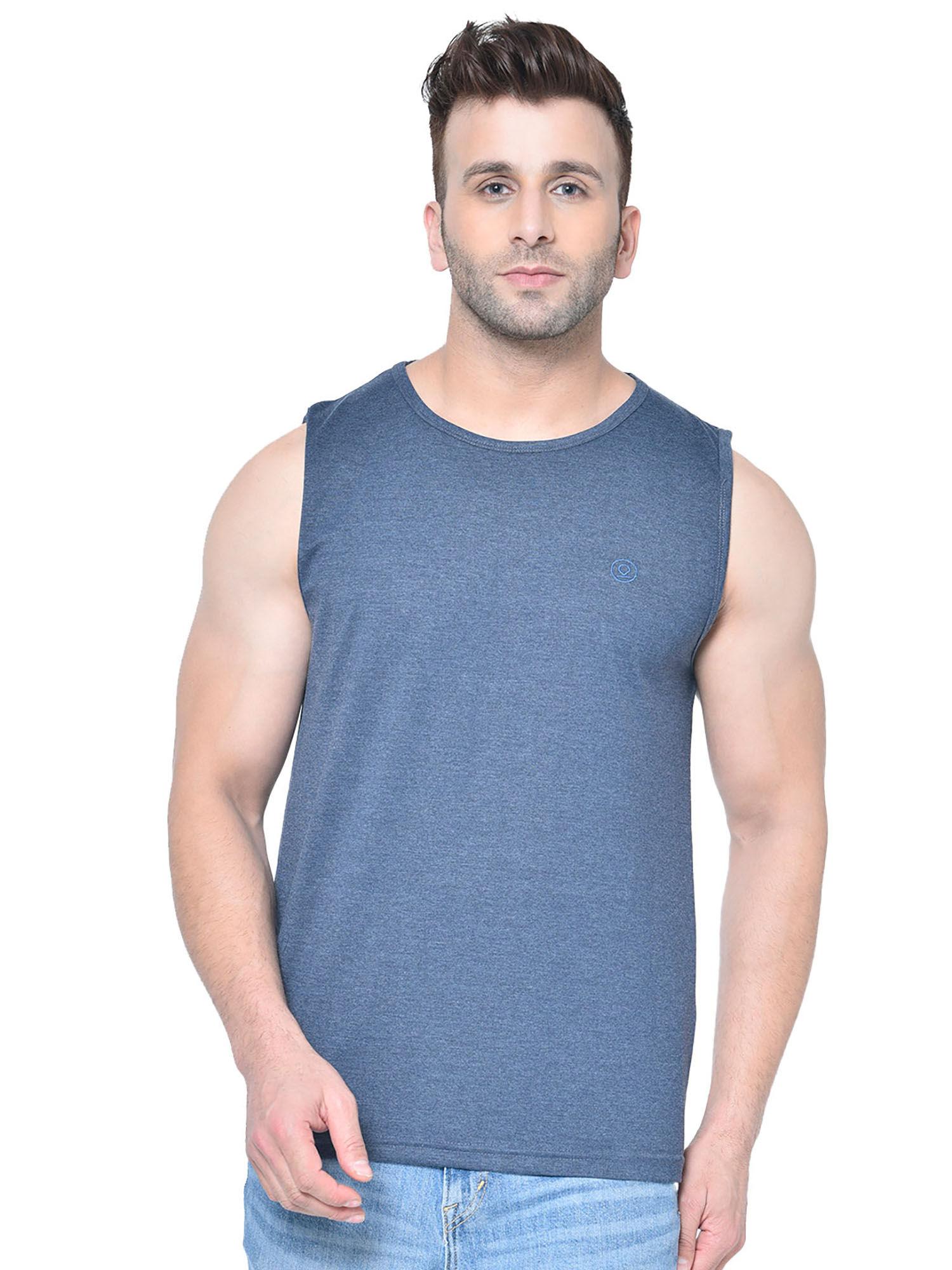 blue men gym tank tops blue