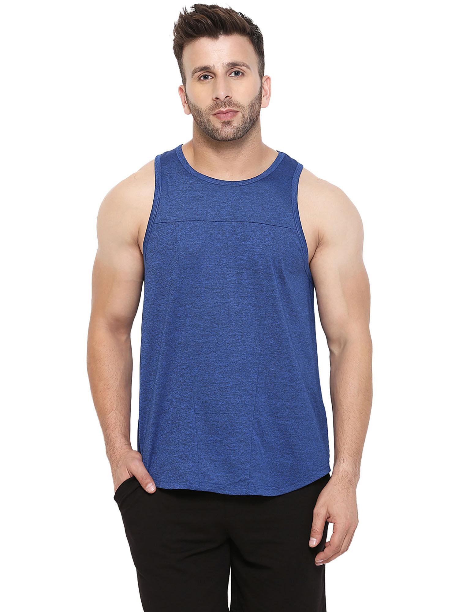 blue men gym tank tops blue