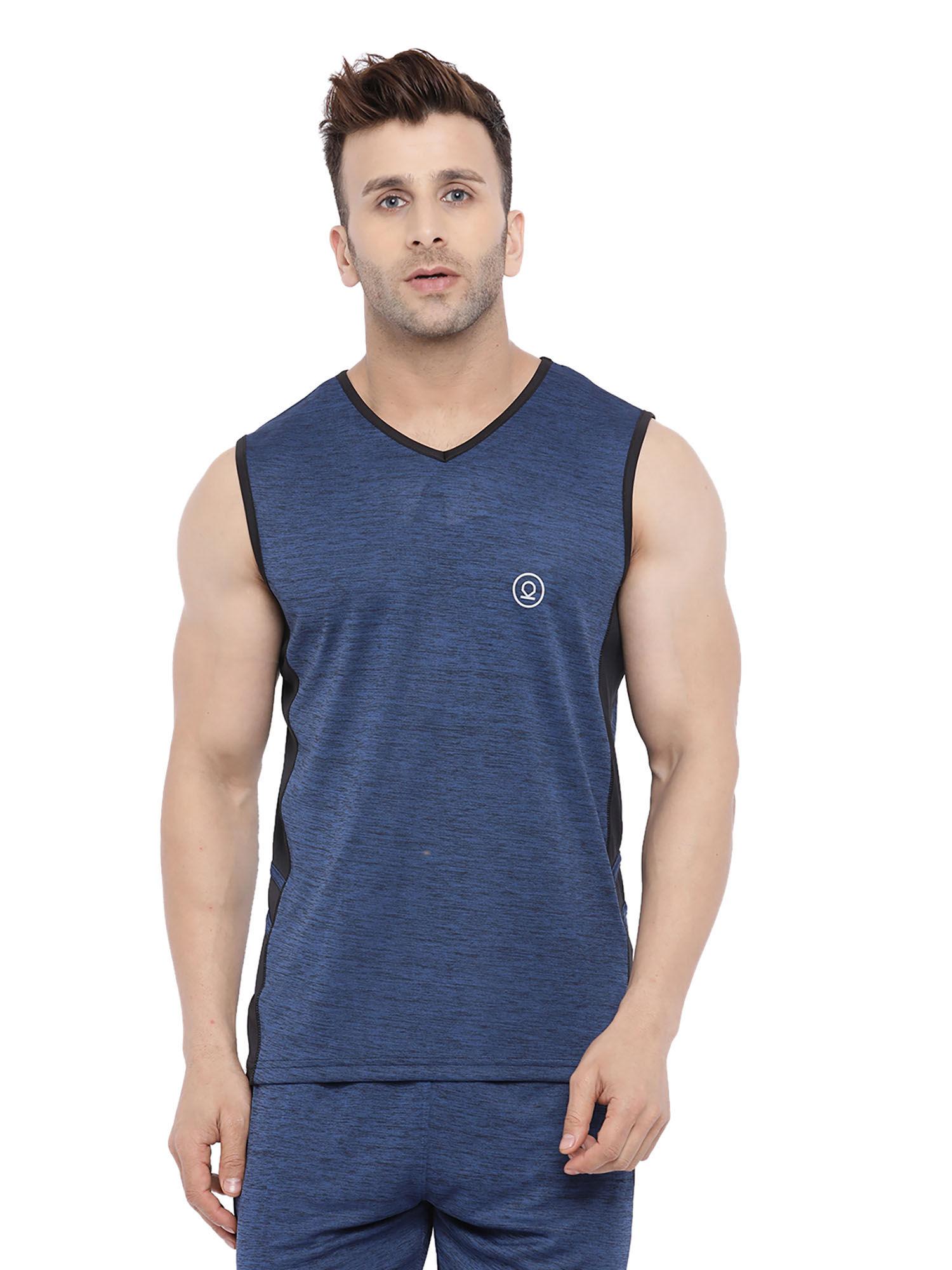 blue men gym tank tops blue