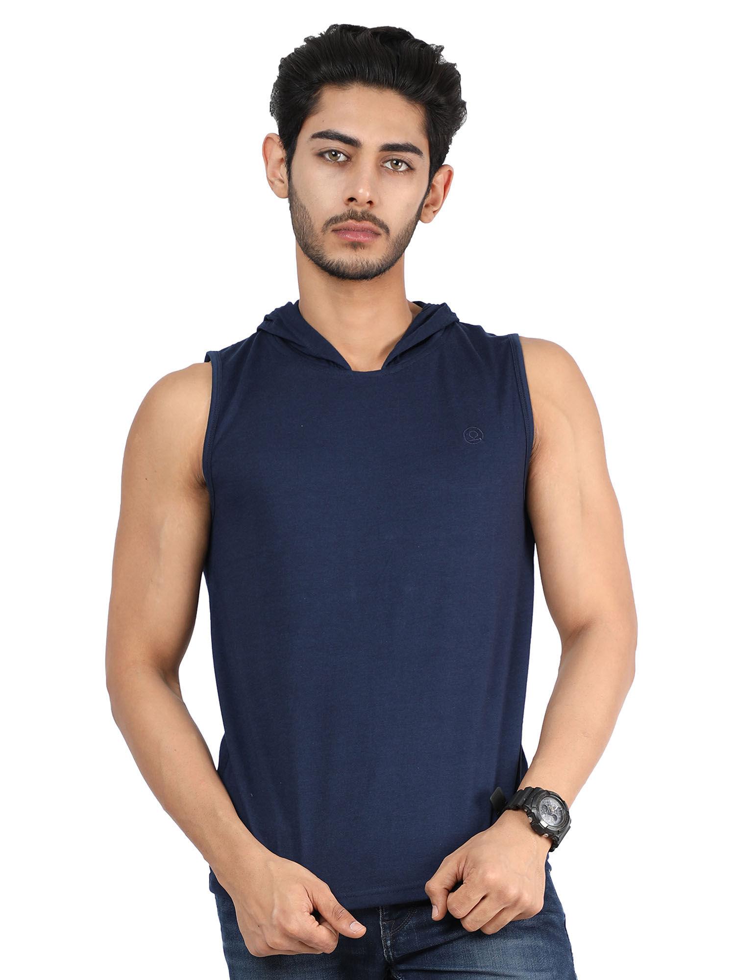 blue men gym tank tops navy blue