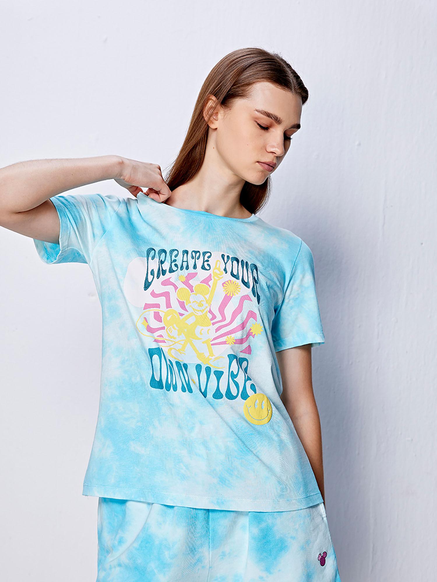 blue mickey graphic print oversized t-shirt