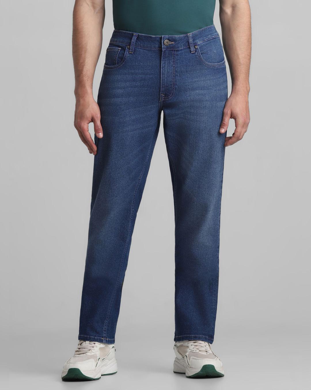 blue mid rise clark regular fit jeans