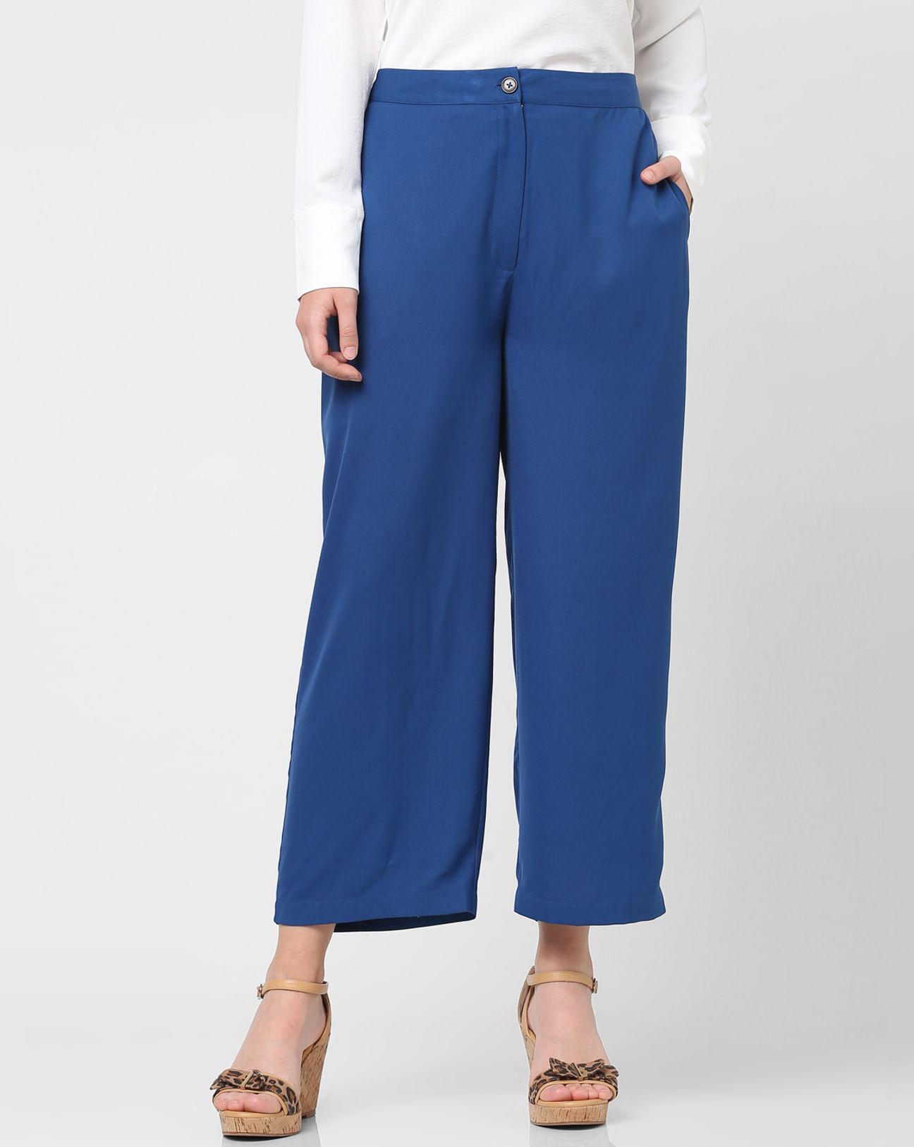 blue mid rise pants