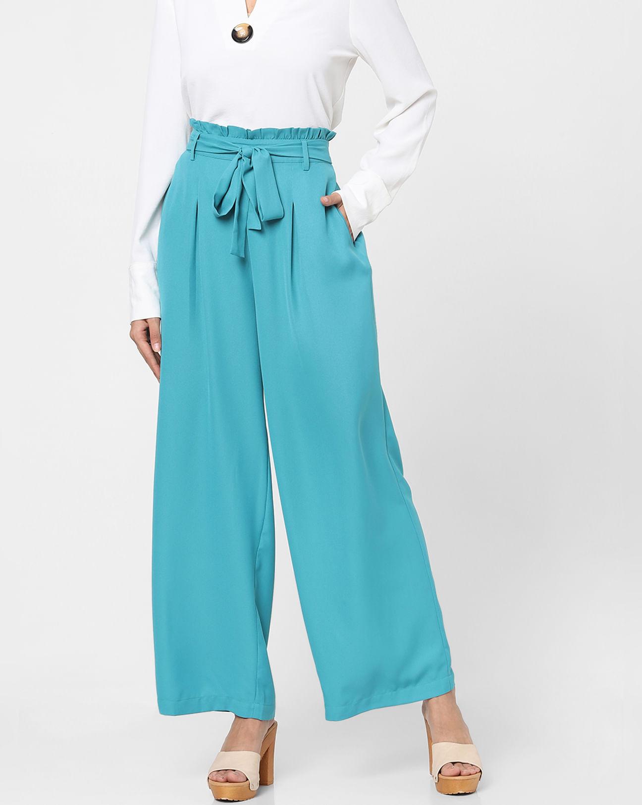 blue mid rise pants