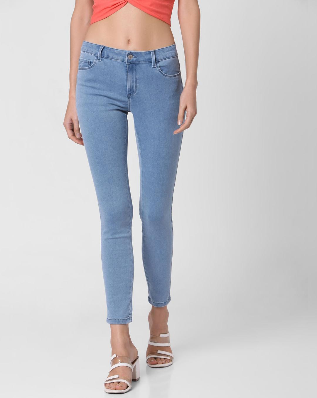 blue mid rise skinny jeggings