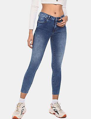 blue mid rise twiggy super skinny fit jeans