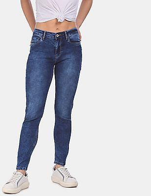 blue mid rise veronica skinny fit jeans