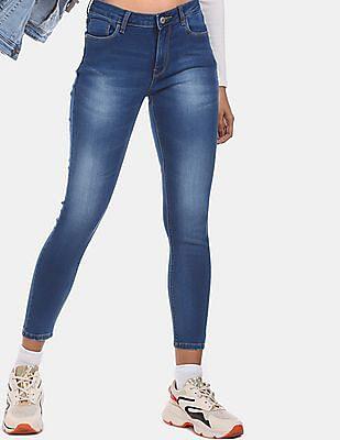 blue mid rise veronica skinny fit jeans