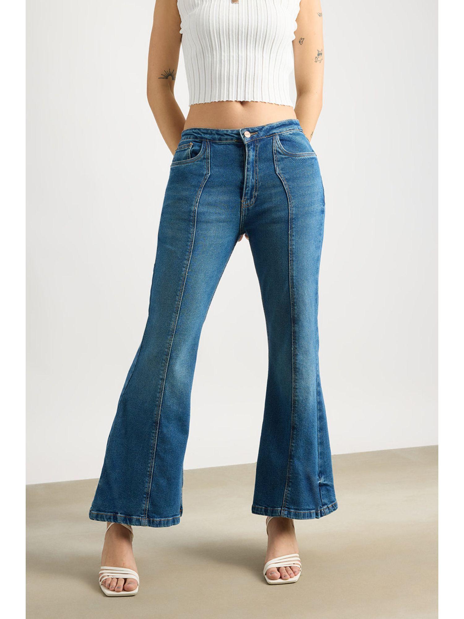 blue mill washed bootcut jeans