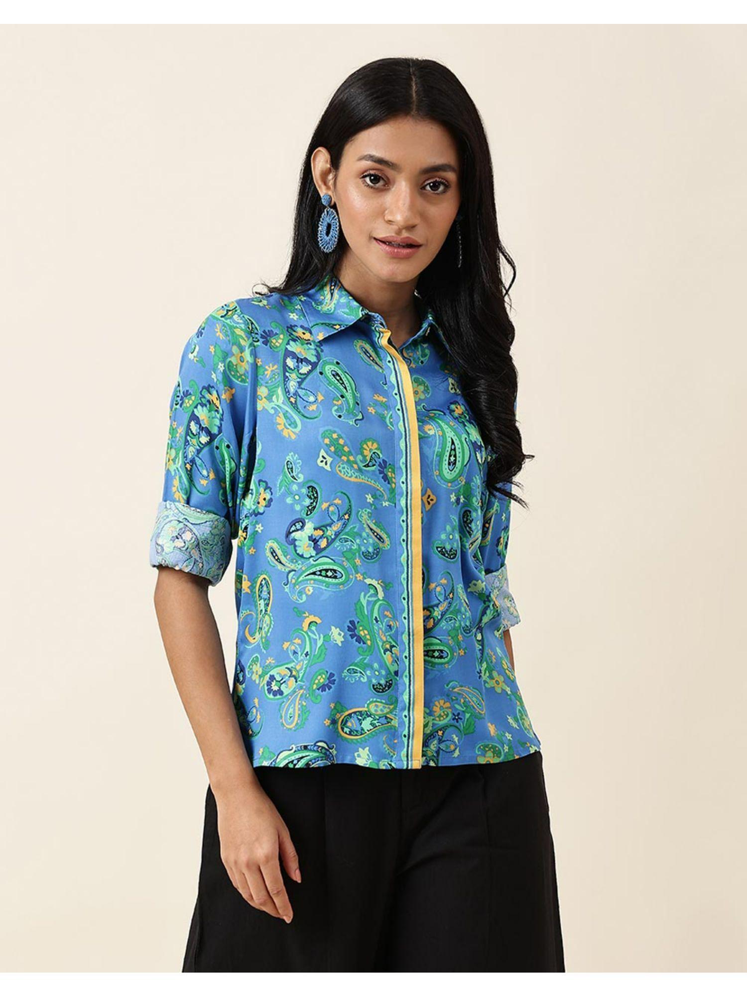 blue modal printed shirt