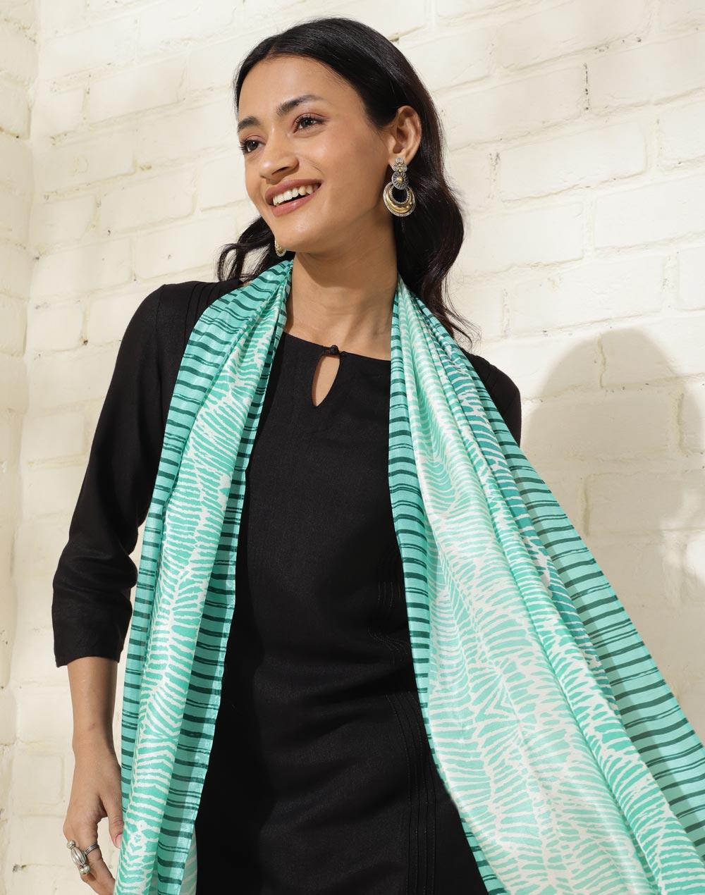 blue modal printed stole