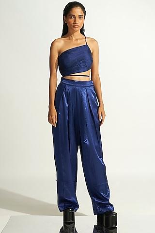 blue modal satin top