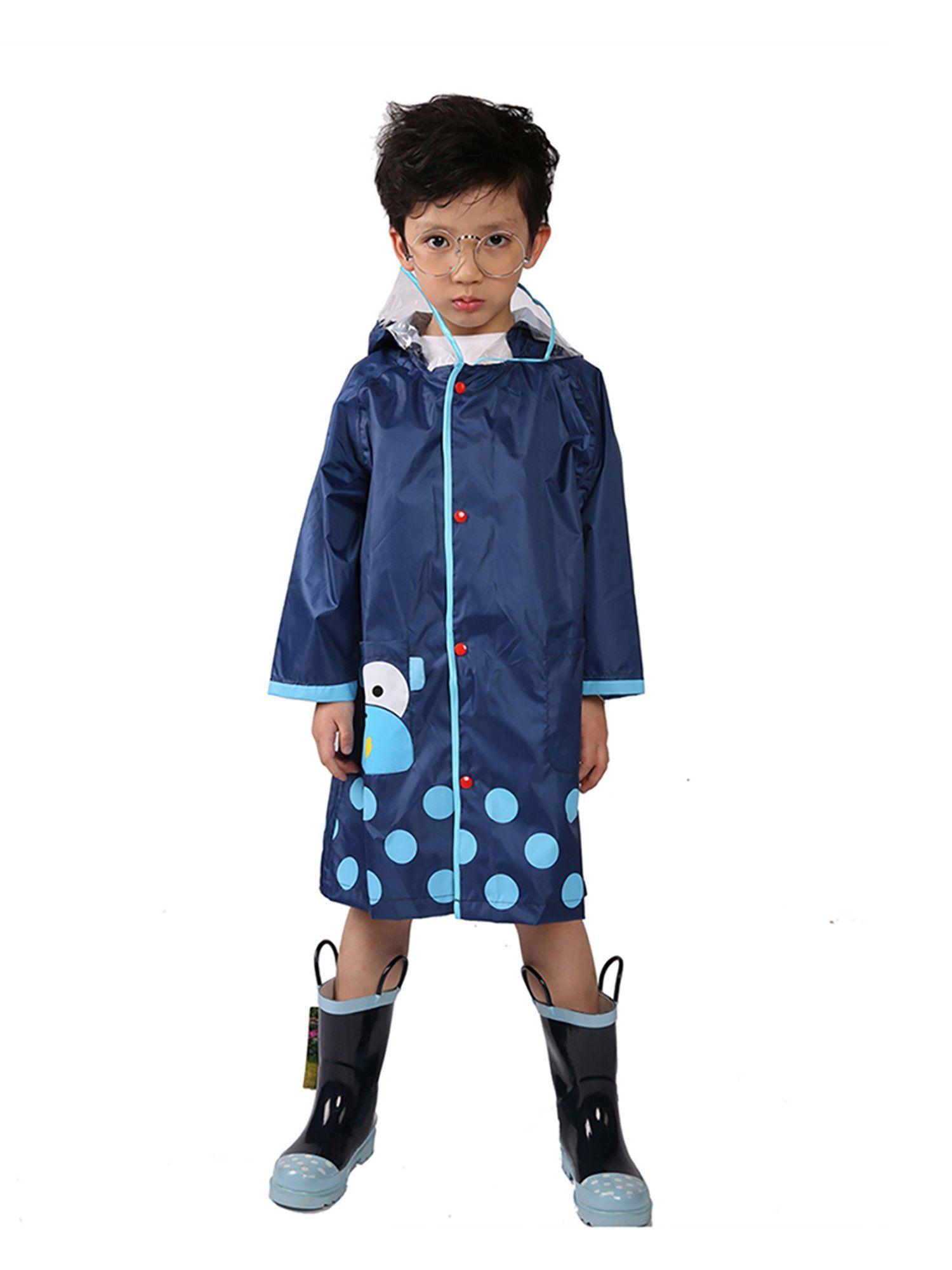 blue monkey knee length raincoat