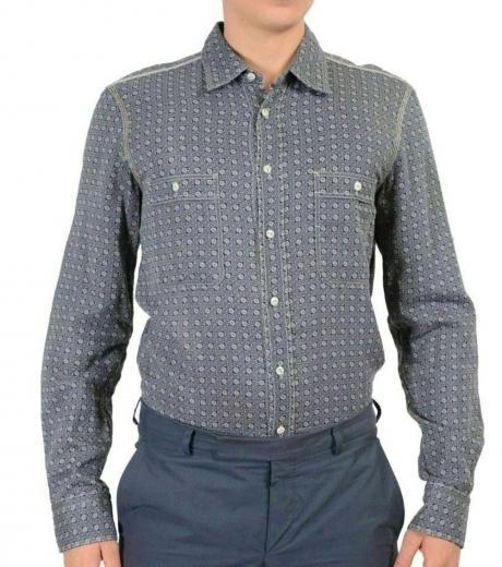 blue multi-color casual shirt