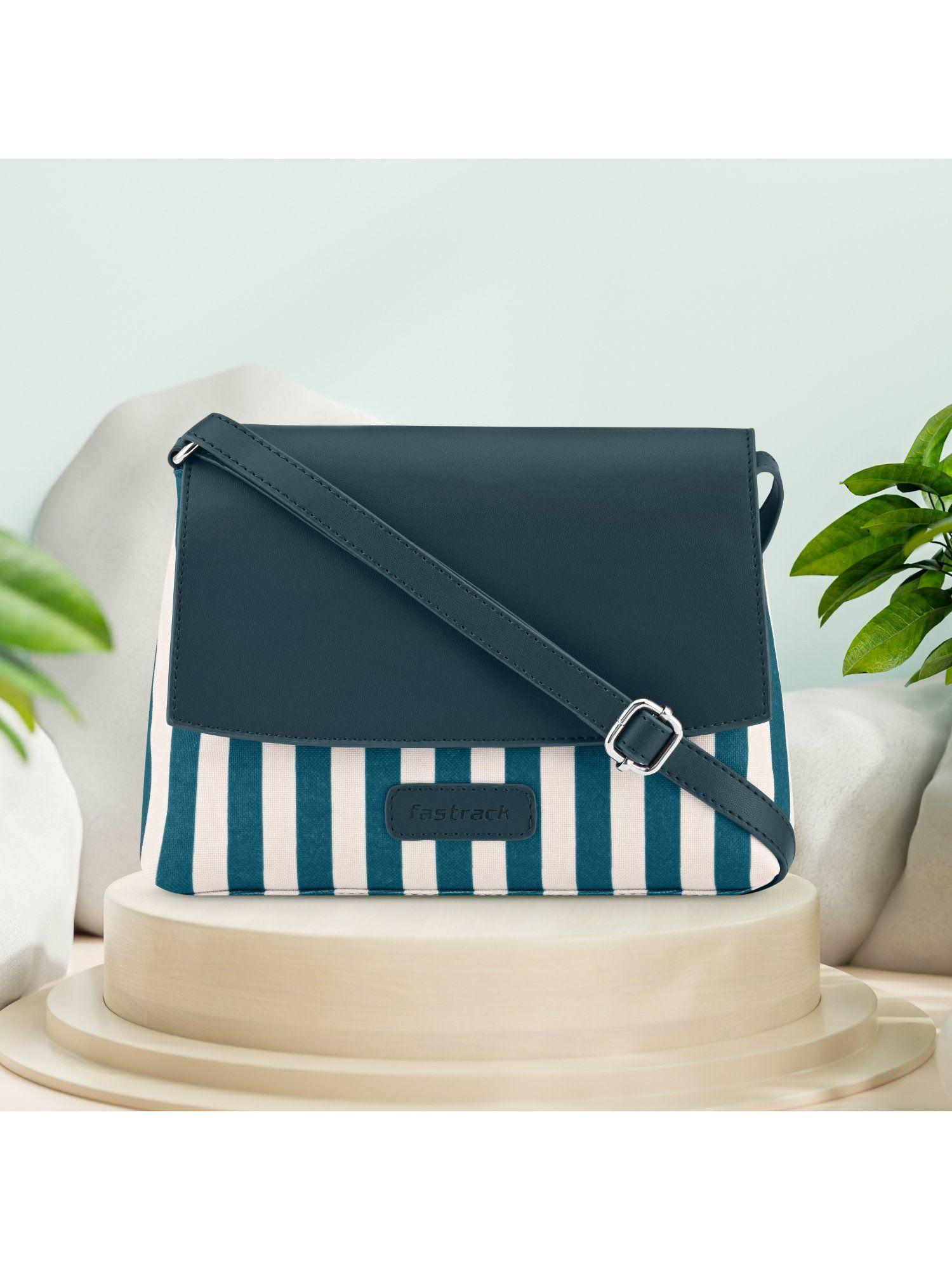 blue nautical striped sling bag for women