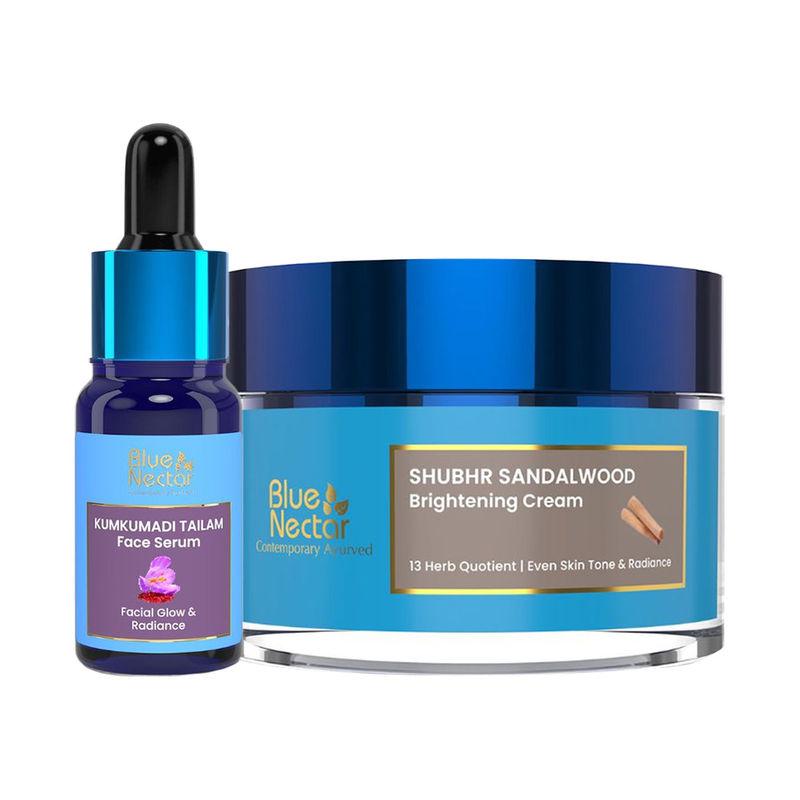 blue nectar kumkumadi serum + b&r sandalwood cream combo