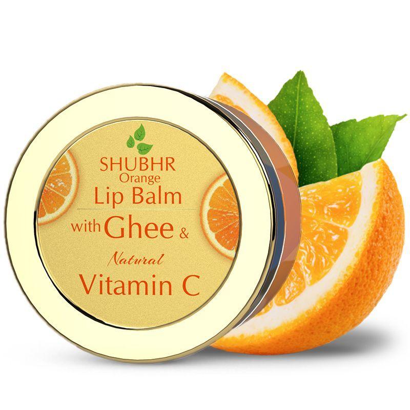 blue nectar shubhr orange lip balm & gloss with ghee and natural vitamin c for dry chapped lips