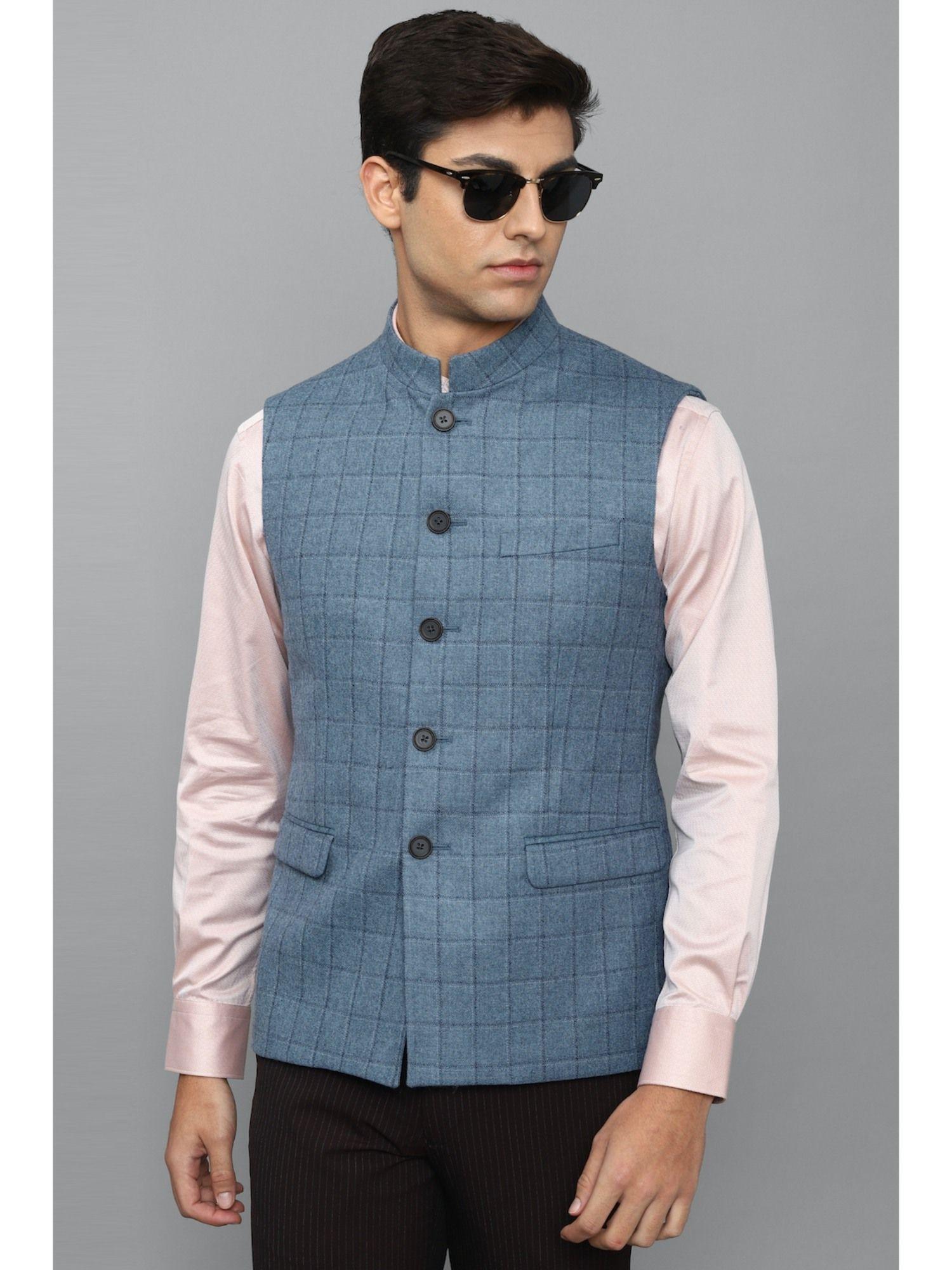 blue nehru jacket