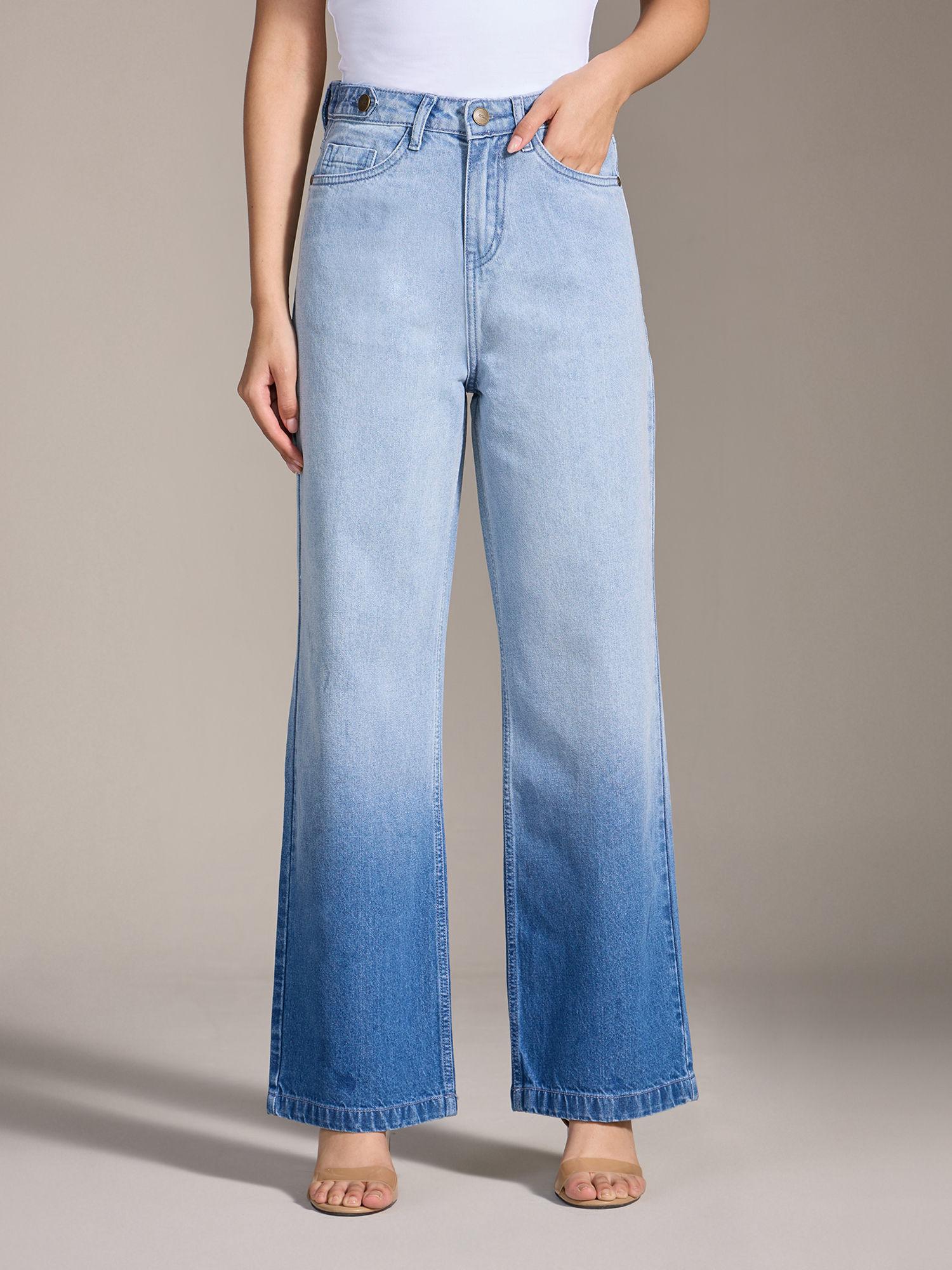 blue ombre high waist denims